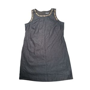 Relativity size 16W Black Sleeveless Linen Dress Embellished Studded Linen